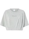 Pinko Short And Loose T-shirt With Logo Embroidery In Grigio Pioggerella