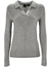 Pinko Kooser Embellished Jersey Shirt In Grigio Pioggerella