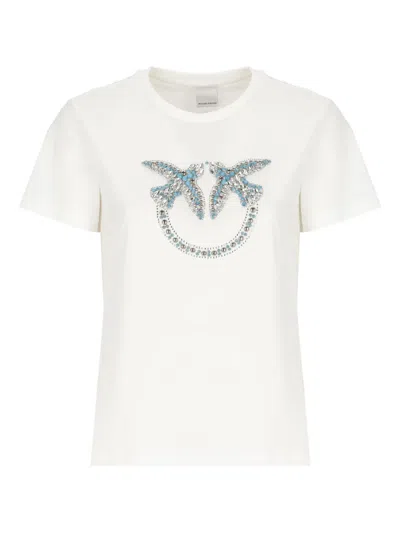 PINKO LOVE BIRDS STUDDED T-SHIRT