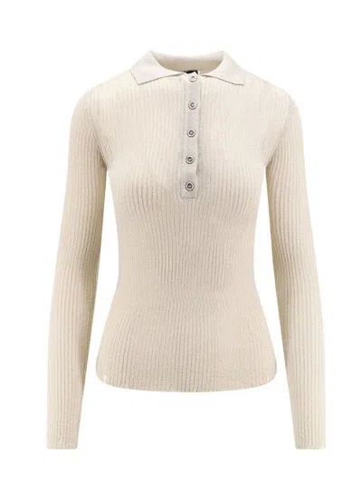 Pinko Tino Lurex-detail Knitted Top In White