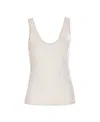 Pinko Crewneck Distressed Ribbed Sleeveless Stretch Top In White