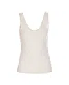 Pinko Crewneck Distressed Ribbed Sleeveless Stretch Top In White