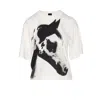Pinko Crew Neck Short Sleeves Graphic Print Top In Gray