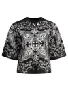 Pinko Crew Neck Paisley Pattern Short Sleeves Tops In Black