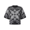 Pinko Crew Neck Paisley Pattern Short Sleeves Tops In Grey
