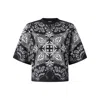 Pinko Crew Neck Paisley Pattern Short Sleeves Tops In Grey