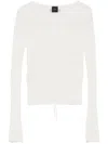 Pinko Table Open Ribbed Front Tie Jumper In White