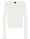 Pinko Table Open Ribbed Front Tie Jumper In White