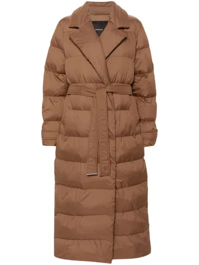 Pinko Taccuino Puffer Coat In Sienna Brown