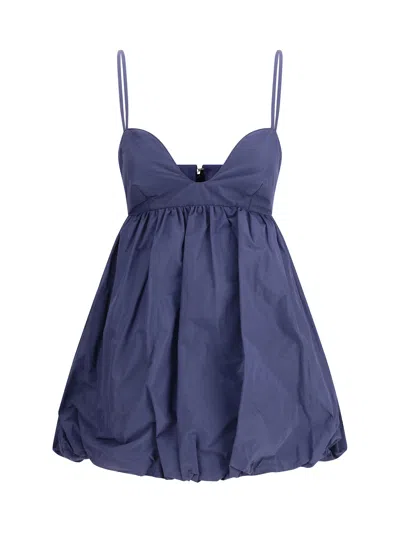 Pinko Taffeta Belloon Mini Dress In Blue