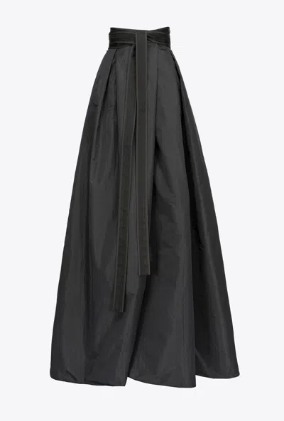 Pinko Taffeta Maxi-skirt In Limo Black