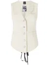 Pinko Tailored Beige Cotton Vest In White