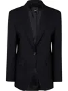Pinko Tailored Black Blazer With Notched Lapels In Blue