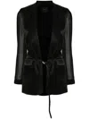 Pinko Tailored Black Blazer With Tie Belt In Black
