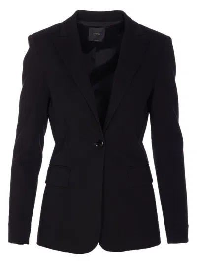 PINKO TAILORED BLACK JACKET WITH STRUCTURED SHOULDERS