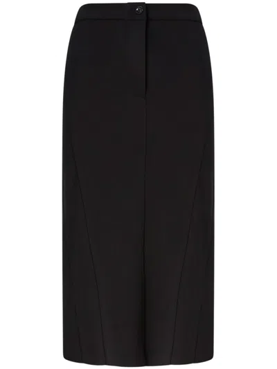 Pinko Tailored Black Midi Skirt With High Waist