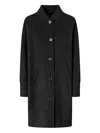 Pinko Tailored Black Wool Coat With Ribbed Details In Black
