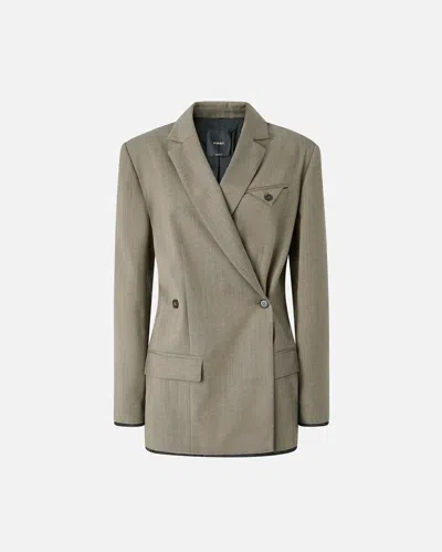 Pinko Tailored Blazer With Crisscross Closure In Flask Brown