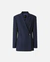 Pinko Tailored Blazer With Crisscross Closure In Gloomy Blue