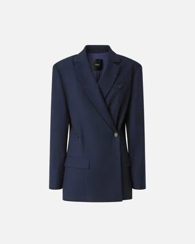 Pinko Tailored Blazer With Crisscross Closure In Gloomy Blue
