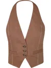 Pinko Tailored Brown Vest With V-neckline And Button Detail In Brown