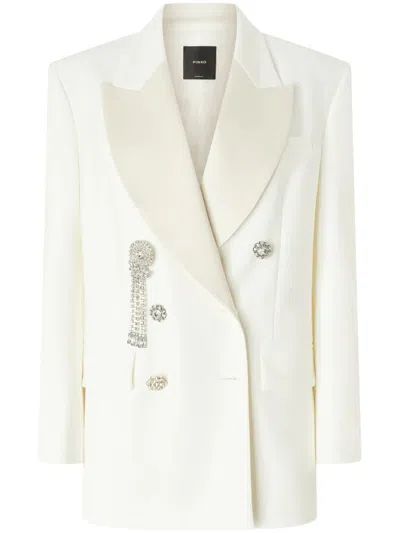 PINKO PINKO TAILORED DOUBLE-BREASTED BLAZER WITH DECORATIVE BROOCHES