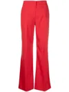 Pinko Tailored Flared Trousers In Bright Red Fabric In Red