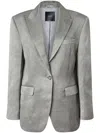 Pinko Single-breasted Slub Satin Blazer In Grey