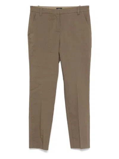 Pinko Tailored Green Trousers With Mid-rise Waist