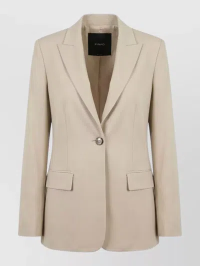 Pinko Tailored Jacket Nylon Silk Long Sleeves In Neutral