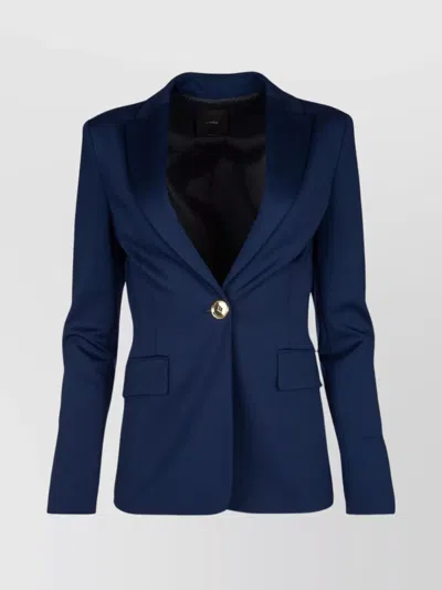 Pinko Tailored Jacket With Flap Pockets And Structured Shoulders In Blue