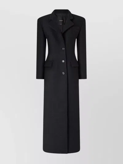 Pinko Tailored Long Coat Notch Lapel In Black