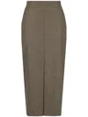 Pinko Tailored Midi Skirt With Subtle Check Pattern In Green