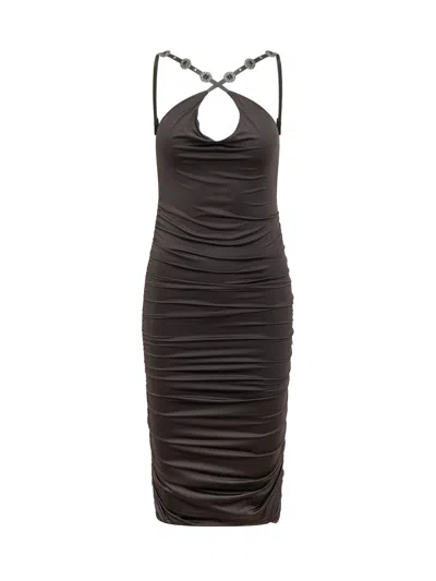 Pinko Tailored Mini Suit Dress With Stylish Details In Brown