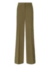 Pinko High-waisted Tailored Olive Green Trousers With Pressed Creases In Green