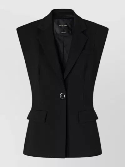 Pinko Tailored Vest Flap Pockets Notched Lapels In Black