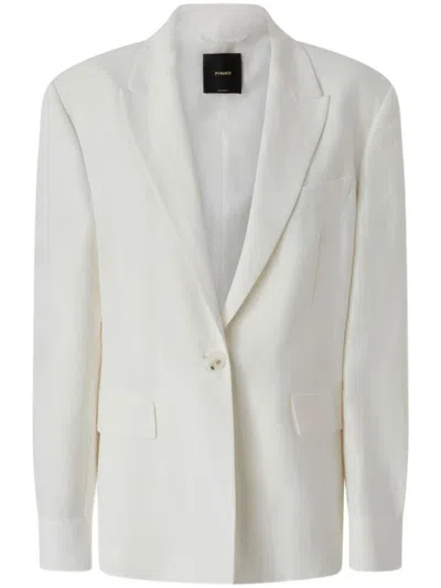 Pinko Tailored White Blazer With Adjustable Strap Detail
