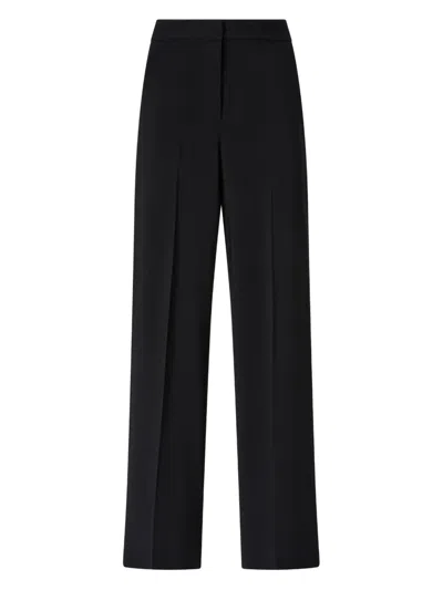 Pinko Wide-leg Stretch Cotton Trousers In Black