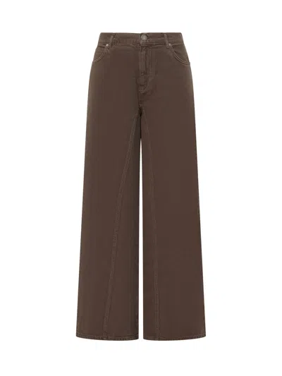 Pinko Tailored Wide-leg Trousers With Pockets In Brown