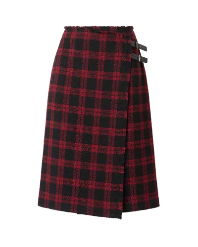 Pinko Tailored Wool-blend Mini Skirt In Nero/rosso