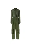 Pinko Combinaison En Crêpe Georgette Avec Poches Cargo In Green
