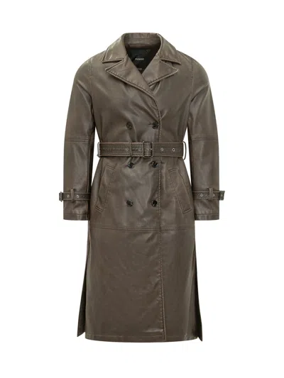 Pinko Tamerice Trench Coat In Gray