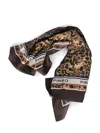 Pinko Thin Leopard Twill Scarf In Animal Print