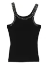 Pinko Ribbed Top With Bejewelled Embellishment In Black