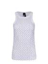 Pinko Rhinestone-embellished Slim Fit Sleeveless Top In White