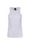 Pinko Tank Top With Rhinestones And Studs In White