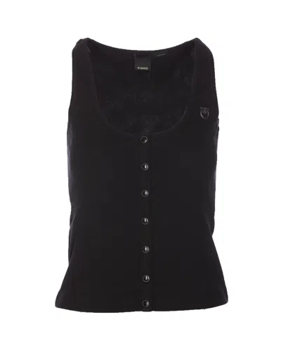 Pinko Tank Top With Nacre Buttons In Nero