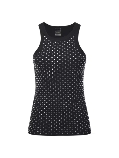 PINKO TANK TOP WITH RHINESTONES AND STUDS