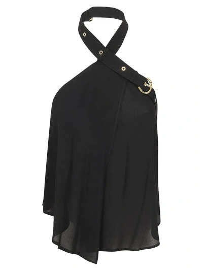 Pinko Tantalo Top Crepe De Chine Vin In Black