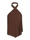 Pinko Plunging-neck Top With Strap In Brown